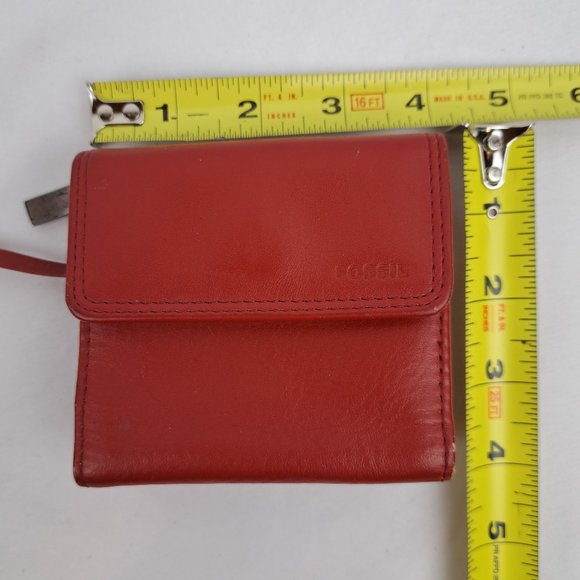 Vintage Fossil Mini Compact Wallet Red Leather - Picture 16 of 16